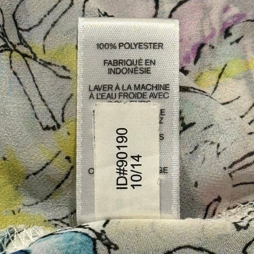 Express Portofino Button Up Shirt Sheer Floral Botanical Watercolor Spring Top S - Picture 6 of 10